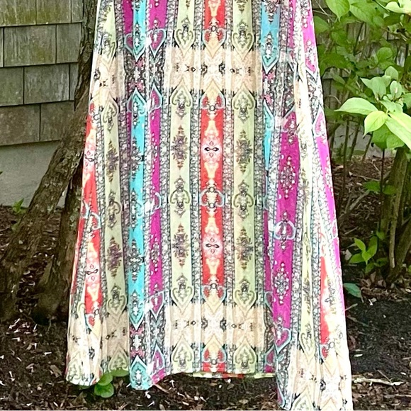 Anthropology Petticoat Alley. Long, Sheer Multi Color Bohemian Dress. Small - Picture 6 of 9